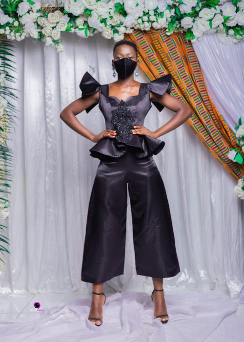 Silk taffeta blouse with pant